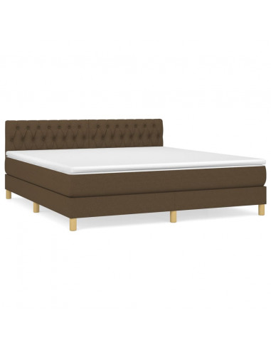 Giroletto a Molle con Materasso Marrone Scuro 180x200cm Tessuto