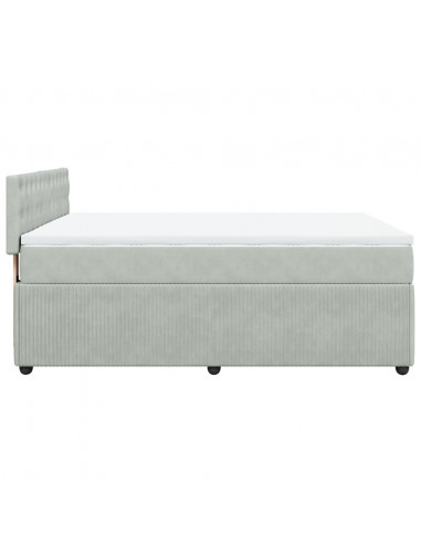 Giroletto a Molle con Materasso Grigio Chiaro 140x200cm Velluto