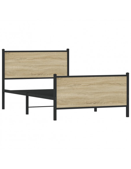 Giroletto con Testiera&Pediera Metallo Rovere Sonoma 100x190 cm