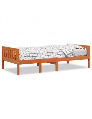 Letto Bambini senza Materasso Marrone Cera 90x200 cm Legno Pino