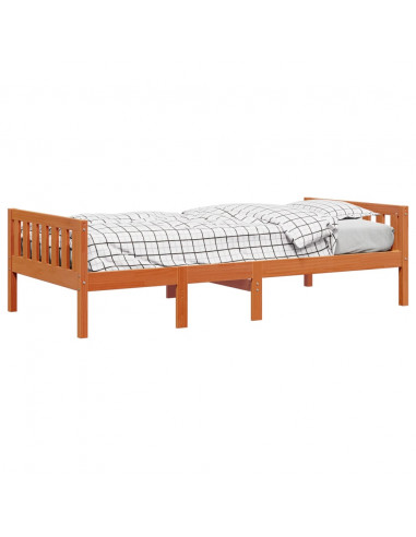 Letto Bambini senza Materasso Marrone Cera 90x200 cm Legno Pino