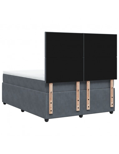 Giroletto a Molle con Materasso Grigio Scuro 140x190 cm Velluto