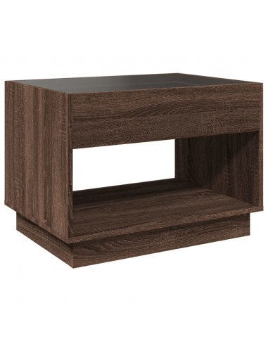 Tavolino da Salotto con LED Infinity Rovere Marrone 70x50x50 cm