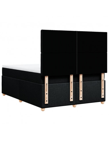 Giroletto a Molle con Materasso Nero 140x190 cm in Tessuto