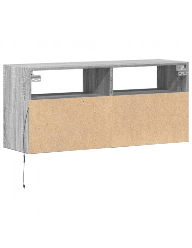 Mobile TV a Parete con Luci LED Grigio Sonoma 100x31x45 cm