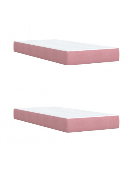 Giroletto a Molle con Materasso Rosa 200x200 cm in Velluto
