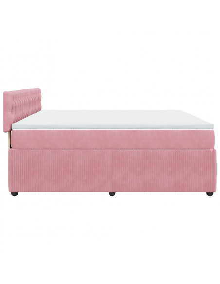 Giroletto a Molle con Materasso Rosa 200x200 cm in Velluto