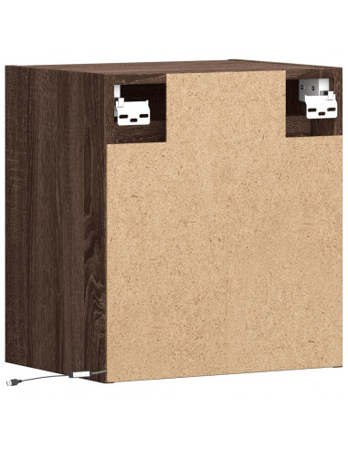 Mobile TV a Parete con Luci LED Rovere Marrone 41x31x45 cm