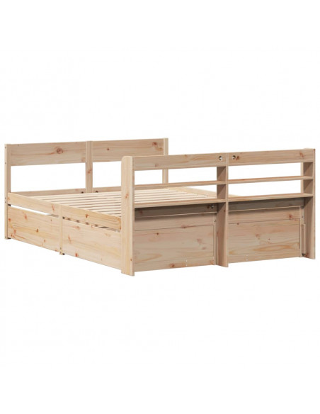 Letto senza Materasso 140x190 cm in Legno Massello di Pino