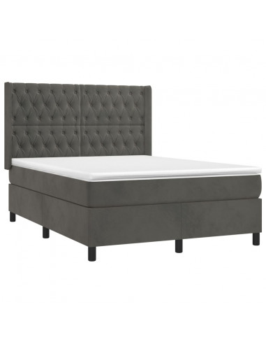 Giroletto a Molle con Materasso Grigio Scuro 140x190 cm Velluto