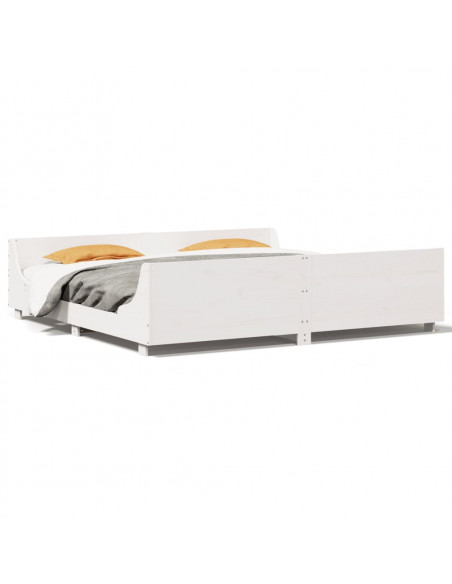 Giroletto con Testiera Bianco 200x200 cm Legno Massello di Pino