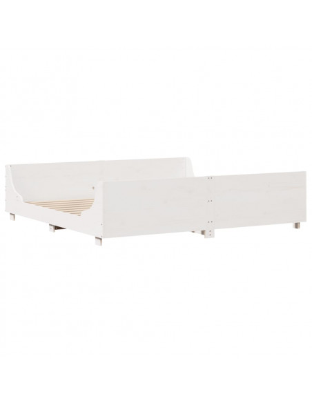 Giroletto con Testiera Bianco 200x200 cm Legno Massello di Pino