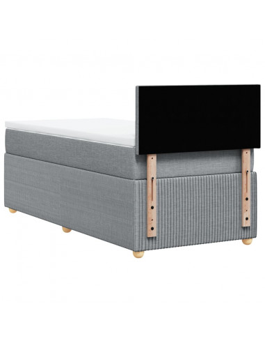 Giroletto a Molle con Materasso Grigio Chiaro 90x200 cm Tessuto