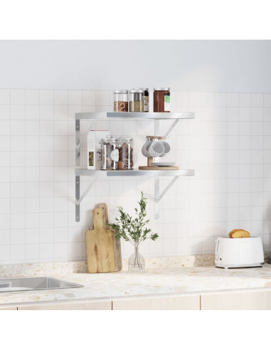 Mensole a Muro 2 pz 50x40 cm Argento in Acciaio Inossidabile