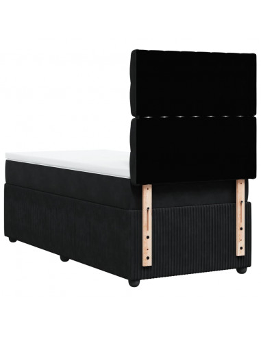 Giroletto a Molle con Materasso Nero 90x190 cm in Velluto