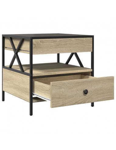 Tavolino da Salotto con LED Infinity Rovere Sonoma 50x50x51 cm