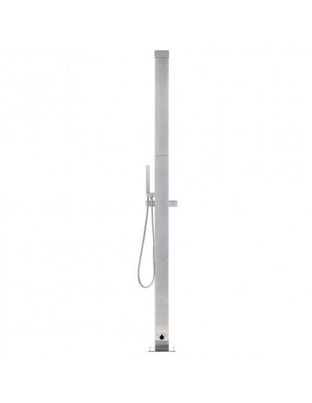 Doccia da Giardino con Base Marrone 225 cm in Acciaio Inox