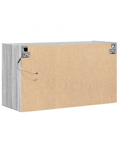 Mobile TV a Parete con Luci LED Grigio Sonoma 80x31x45 cm