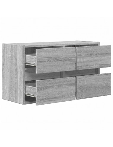 Mobile TV a Parete con Luci LED Grigio Sonoma 80x31x45 cm