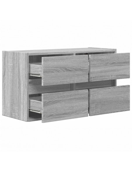 Mobile TV a Parete con Luci LED Grigio Sonoma 80x31x45 cm
