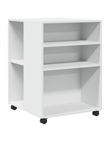 Tavolino con Ruote Bianco 55x60x78 cm in Truciolato