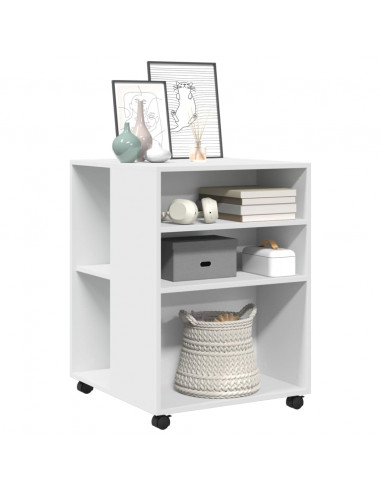 Tavolino con Ruote Bianco 55x60x78 cm in Truciolato