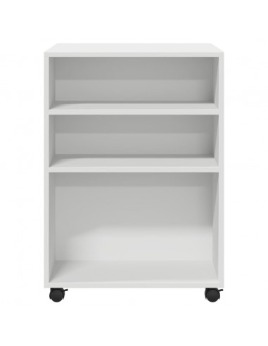 Tavolino con Ruote Bianco 55x60x78 cm in Truciolato