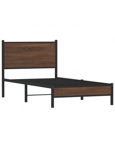 Giroletto con Testiera in Metallo Rovere Marrone 75x190 cm