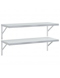 Mensole a Muro 2 pz 100x40 cm Argento in Acciaio Inossidabile 2