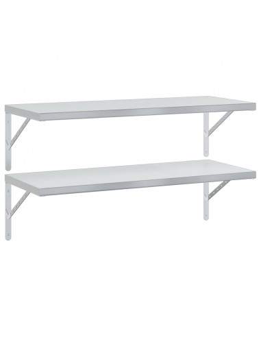 Mensole a Muro 2 pz 100x40 cm Argento in Acciaio Inossidabile