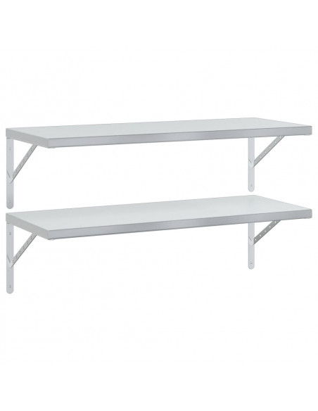 Mensole a Muro 2 pz 100x40 cm Argento in Acciaio Inossidabile