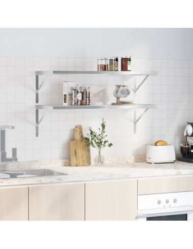 Mensole a Muro 2 pz 100x40 cm Argento in Acciaio Inossidabile