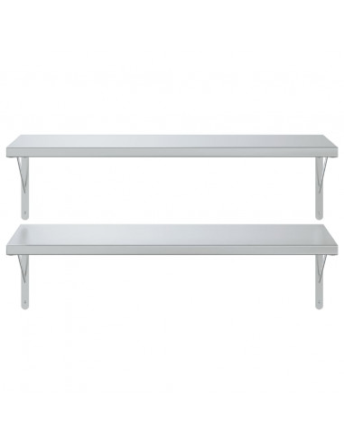 Mensole a Muro 2 pz 100x40 cm Argento in Acciaio Inossidabile