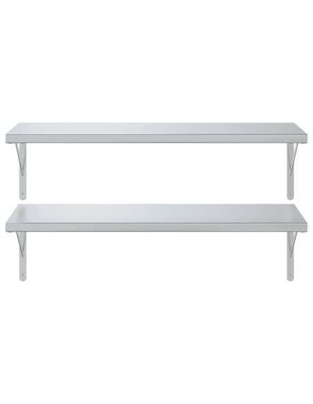 Mensole a Muro 2 pz 100x40 cm Argento in Acciaio Inossidabile