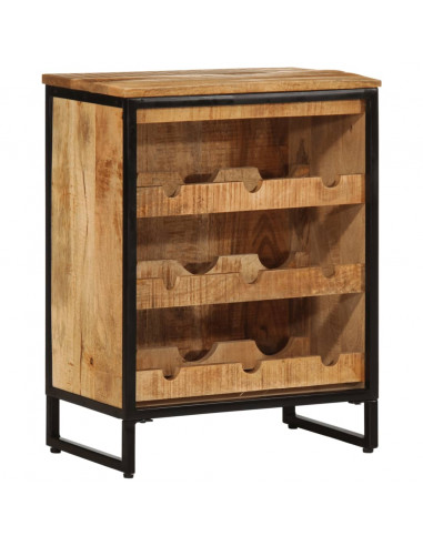 Portabottiglie per 9 Bottiglie 55x33x70 cm Legno Massello Mango