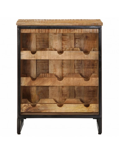 Portabottiglie per 9 Bottiglie 55x33x70 cm Legno Massello Mango