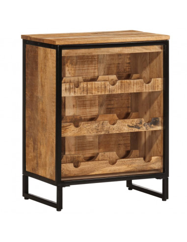 Portabottiglie per 9 Bottiglie 55x33x70 cm Legno Massello Mango