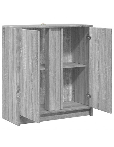 Credenza con LED Grigio Sonoma 77x34x85 cm in Legno Multistrato