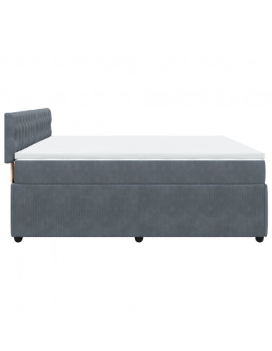 Giroletto a Molle con Materasso Grigio Scuro 200x200 cm Velluto