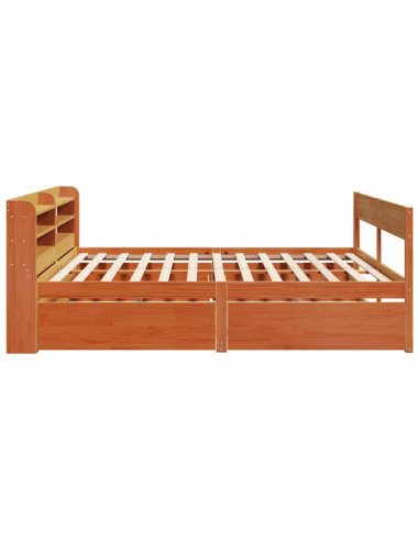 Letto senza Materasso Marrone Cera 200x200 cm in Legno di Pino