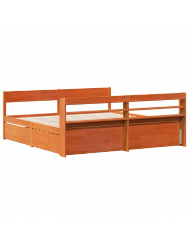 Letto senza Materasso Marrone Cera 200x200 cm in Legno di Pino