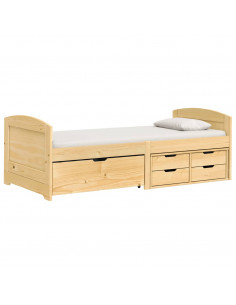 Dormeuse 5 Cassetti 90x200 cm Legno Massello Pino IRUN 2