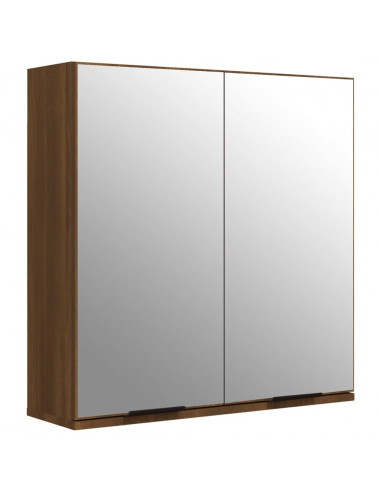 Armadietto a Specchio da Bagno Rovere Marrone 64x20x67 cm