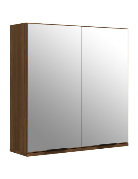 Armadietto a Specchio da Bagno Rovere Marrone 64x20x67 cm