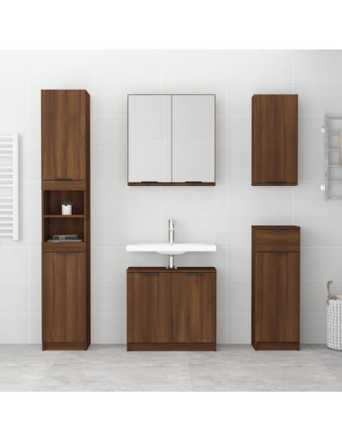 Armadietto a Specchio da Bagno Rovere Marrone 64x20x67 cm