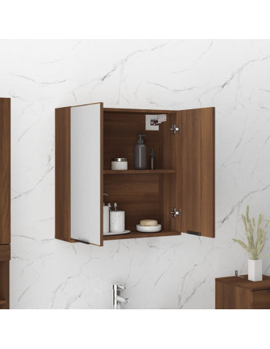 Armadietto a Specchio da Bagno Rovere Marrone 64x20x67 cm
