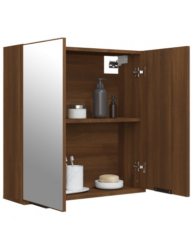 Armadietto a Specchio da Bagno Rovere Marrone 64x20x67 cm