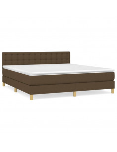 Giroletto a Molle con Materasso Marrone Scuro 180x200cm Tessuto 2