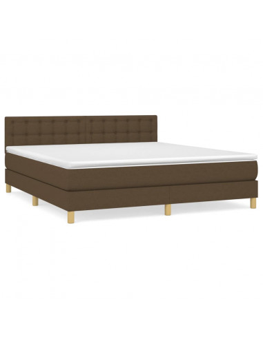 Giroletto a Molle con Materasso Marrone Scuro 180x200cm Tessuto