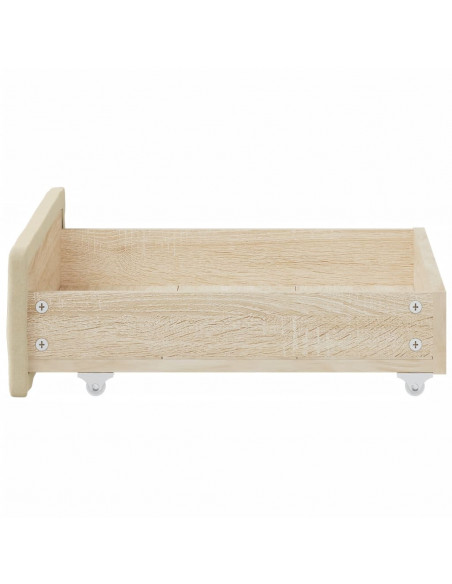Cassetti da Letto 2pz Crema in Legno Multistrato e Tessuto